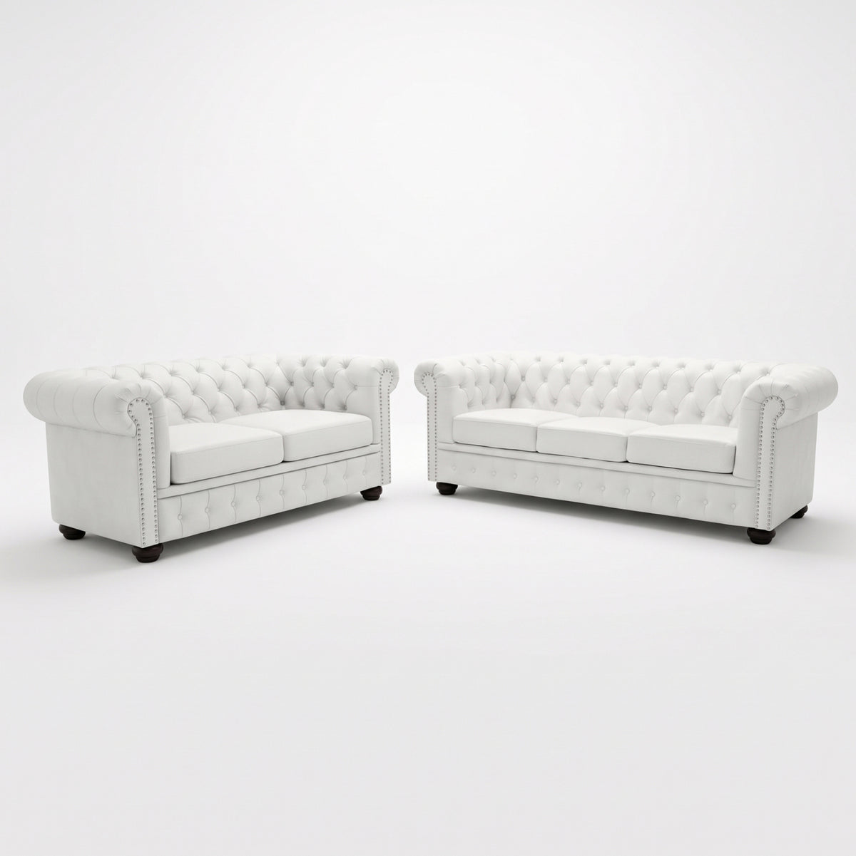 Set Livingroom2 Seater & 3 Seater Chesterfield White Matte Hm11220.02