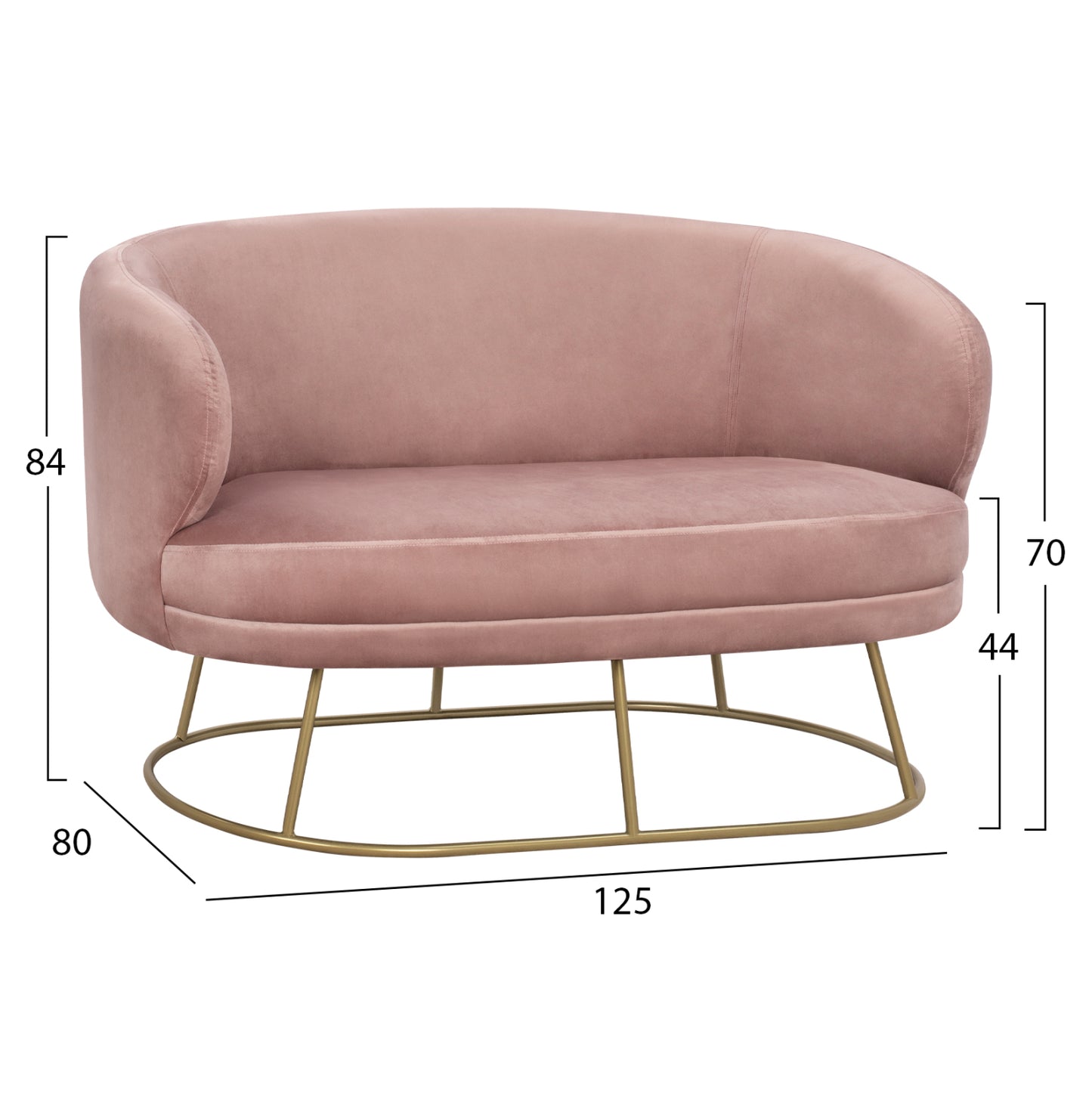 Living Room Set In Dusty Pink Velvet With Golden Base Hm11051.02