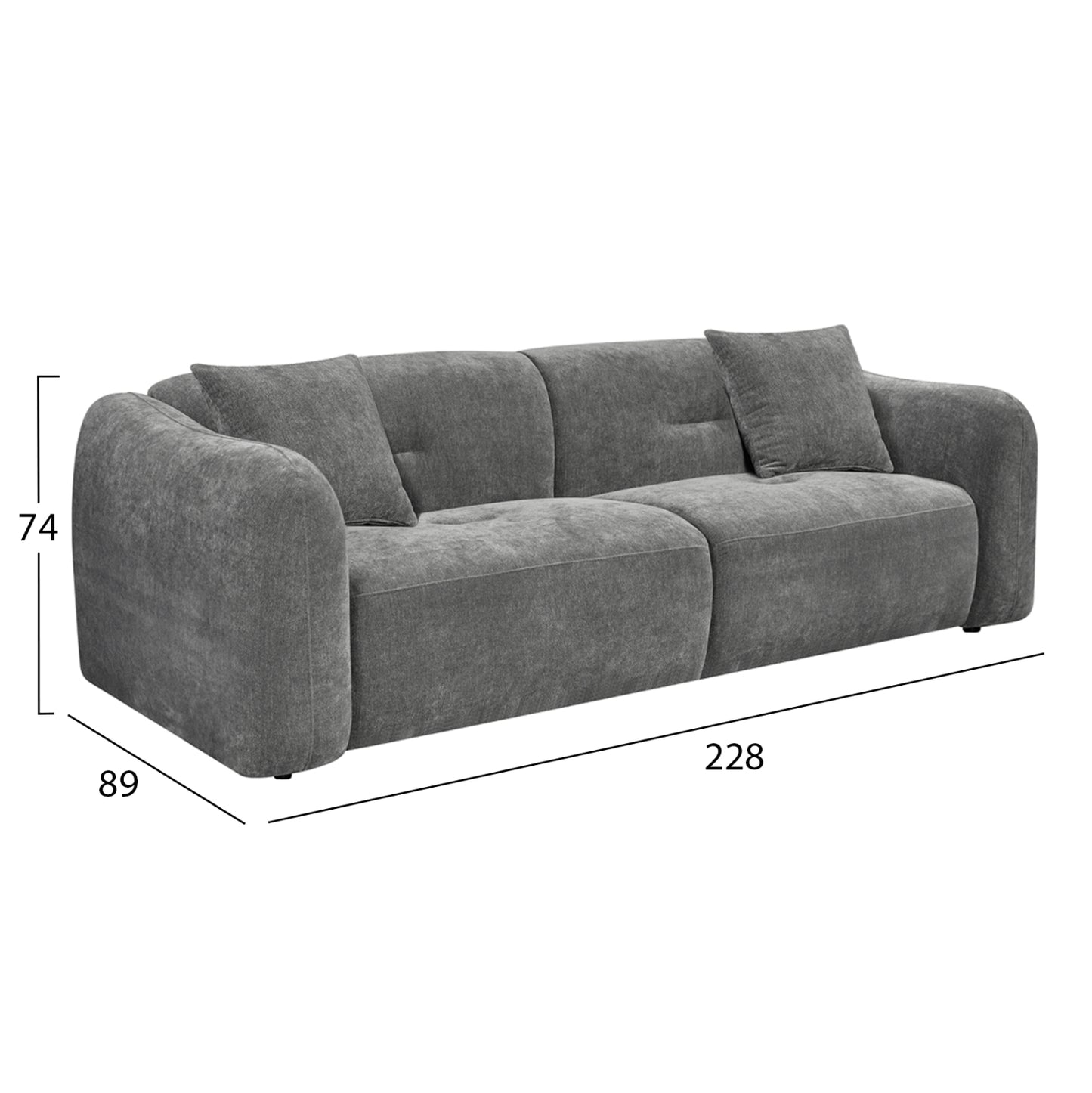 Sofa Set 2pcs Junoa Hm10819.01 Grey Fabric