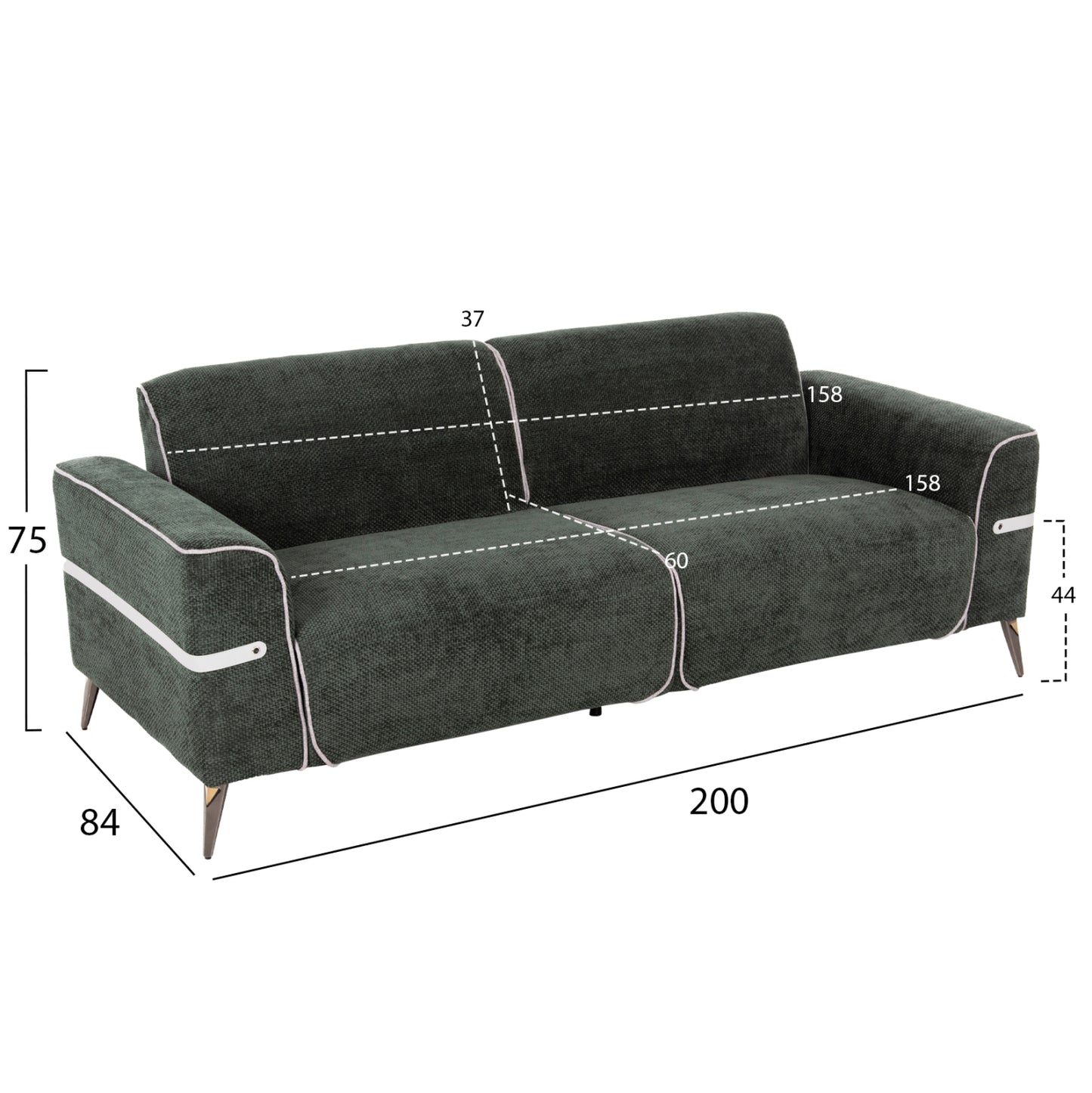 Sofa Set 2pcs Ferin Hm6070.03 Green Fabric With Metal Legs