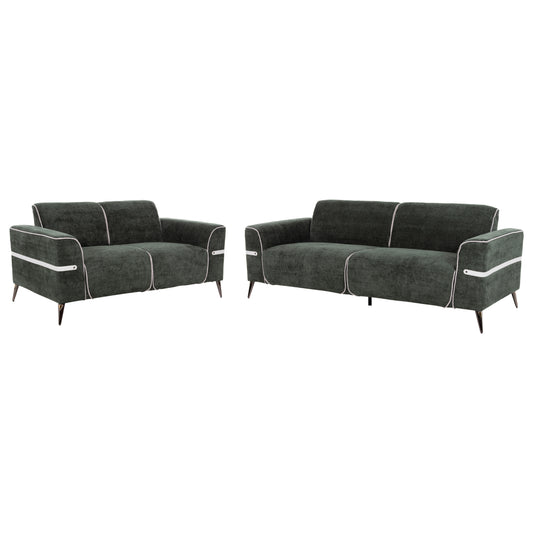 Sofa Set 2pcs Ferin Hm6070.03 Green Fabric With Metal Legs