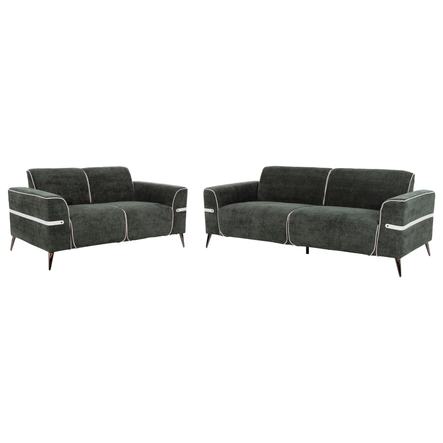 Sofa Set 2pcs Ferin Hm6070.03 Green Fabric With Metal Legs