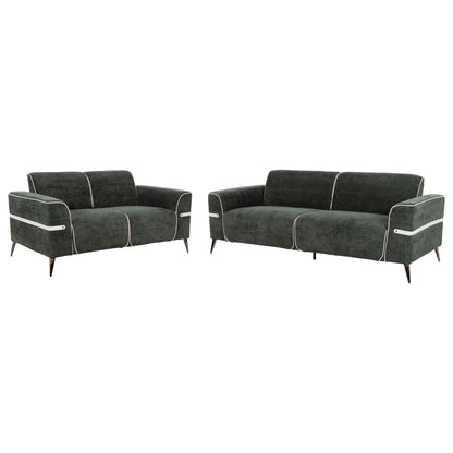 Sofa Set 2pcs Ferin Hm6070.03 Green Fabric With Metal Legs