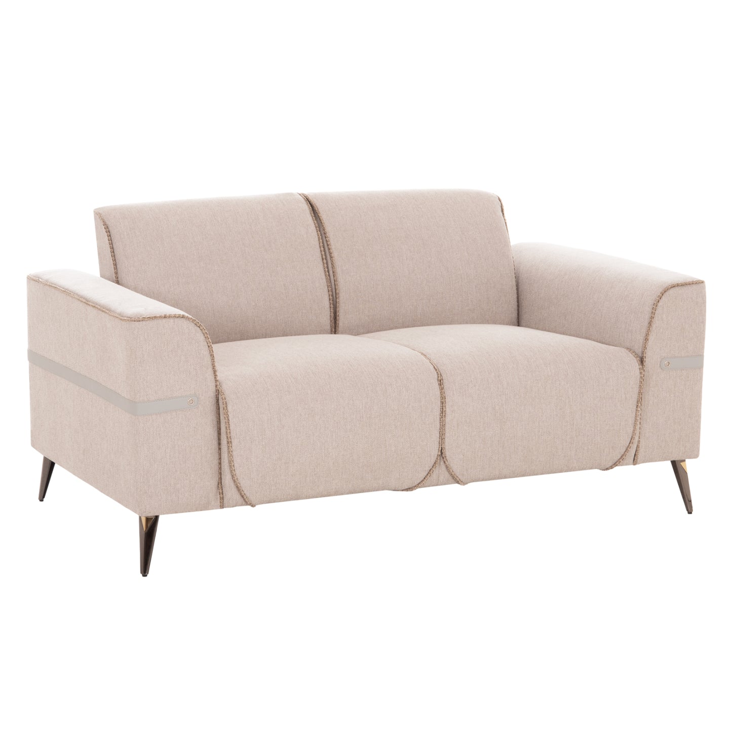Sofa Set 2pcs Ferin Hm6070.12 Ecru Fabric With Metal Legs