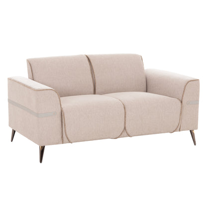 Sofa Set 2pcs Ferin Hm6070.12 Ecru Fabric With Metal Legs