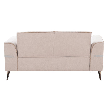 Sofa Set 2pcs Ferin Hm6070.12 Ecru Fabric With Metal Legs