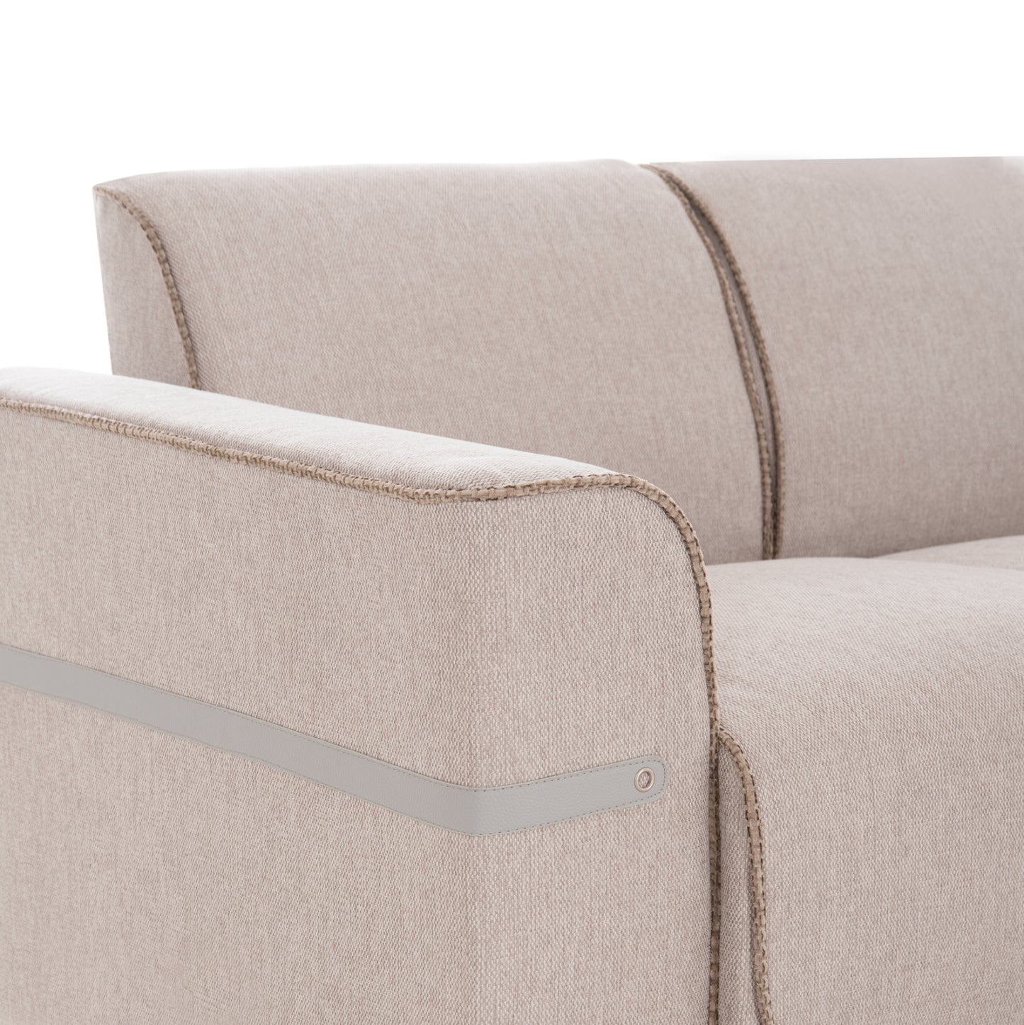 Sofa Set 2pcs Ferin Hm6070.12 Ecru Fabric With Metal Legs