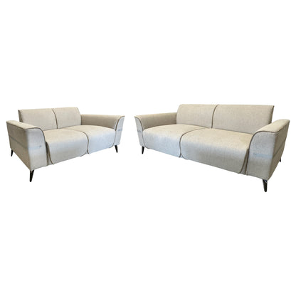 Sofa Set 2pcs Ferin Hm6070.12 Ecru Fabric With Metal Legs