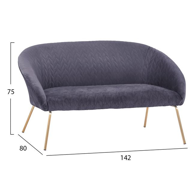 Set Livingroom 2 Pieces Joyte Hm11253.01 Grey Velvet With Gold Legs