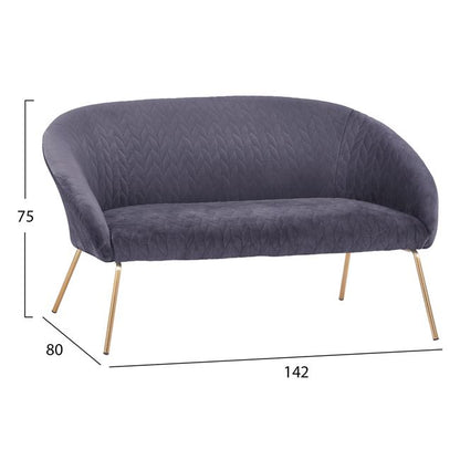 Set Livingroom 2 Pieces Joyte Hm11253.01 Grey Velvet With Gold Legs