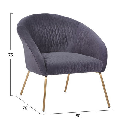 Set Livingroom 2 Pieces Joyte Hm11253.01 Grey Velvet With Gold Legs
