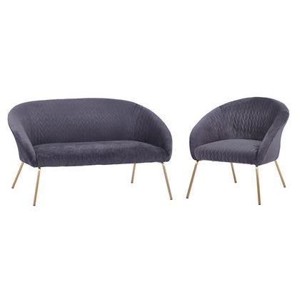 Set Livingroom 2 Pieces Joyte Hm11253.01 Grey Velvet With Gold Legs