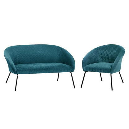 Set Livingroom 2pieces Joyte Hm11253.09 Turquoise Velvet With Black Legs