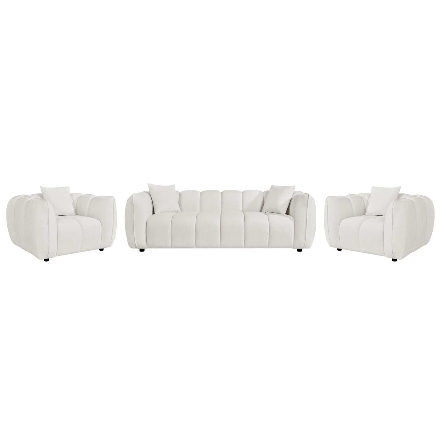 Indoor Lounge Set Armchairs & 3-seater Fb910813.02 Ecru Fabric
