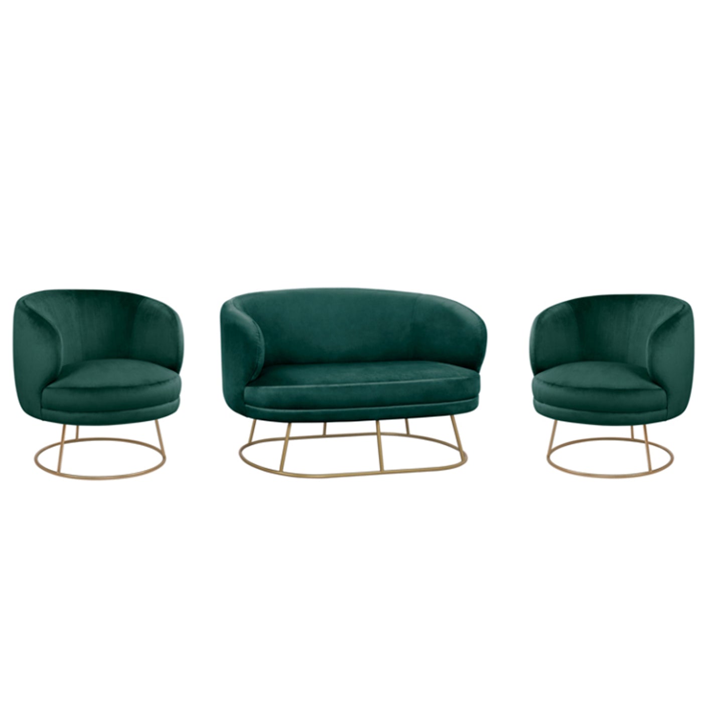Living Room 3pcs Set Arien Hm11051.03 Cypress Green Velvet-gold Bases