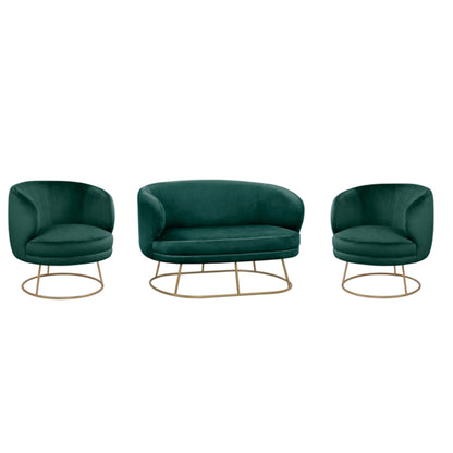 Living Room 3pcs Set Arien Hm11051.03 Cypress Green Velvet-gold Bases