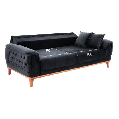 Hm11745.01,bennington 3-pcs Living-room Set, Black Velvet