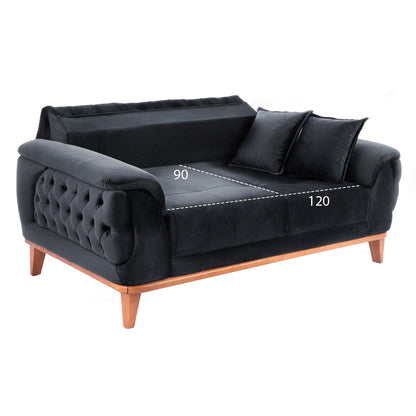 Hm11745.01,bennington 3-pcs Living-room Set, Black Velvet