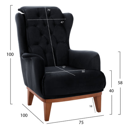 Hm11745.01,bennington 3-pcs Living-room Set, Black Velvet