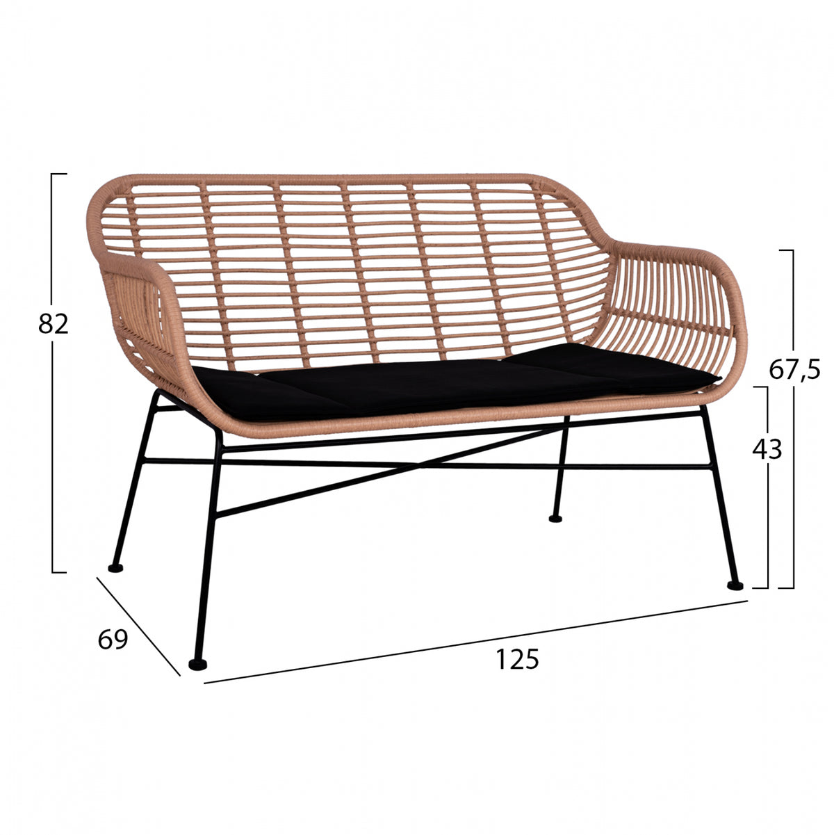 Set Metallic For Outdoor Spaces 4 Pieces Allegra Hm5460 Wicker In Beige Color
