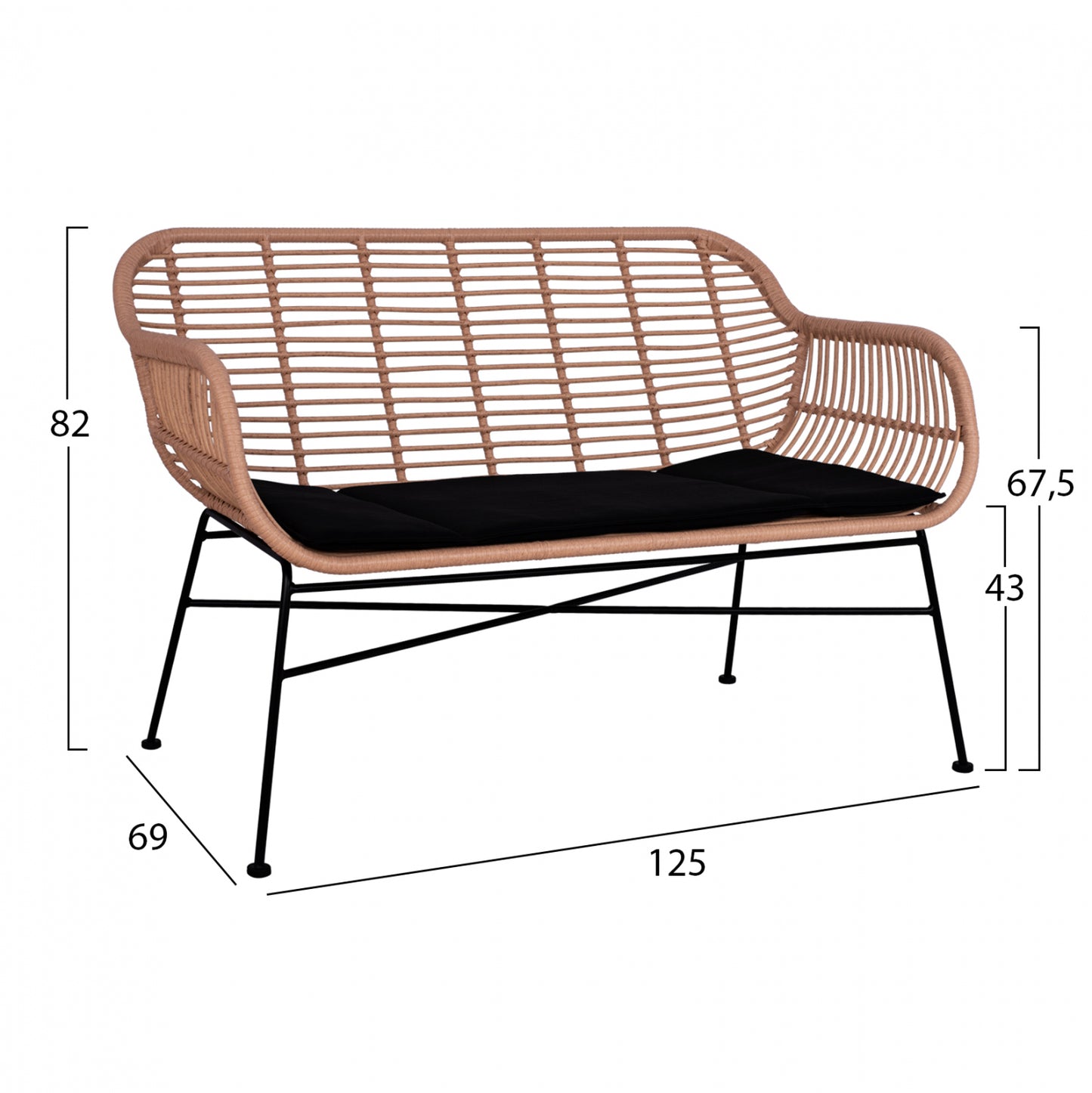 Set Metallic For Outdoor Spaces 4 Pieces Allegra Hm5460 Wicker In Beige Color