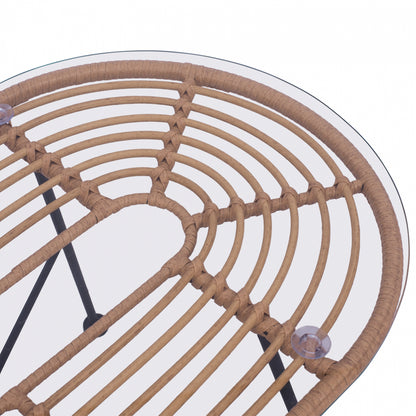 Set Metallic For Outdoor Spaces 4 Pieces Allegra Hm5460 Wicker In Beige Color