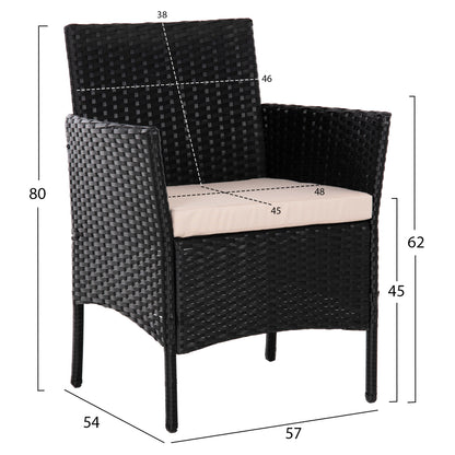 Outdoor Lounge Set 4pcs Stasia Hm6089.01 Synthetic Rattan In Black-cushions In Cappuccino