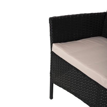 Outdoor Lounge Set 4pcs Stasia Hm6089.01 Synthetic Rattan In Black-cushions In Cappuccino