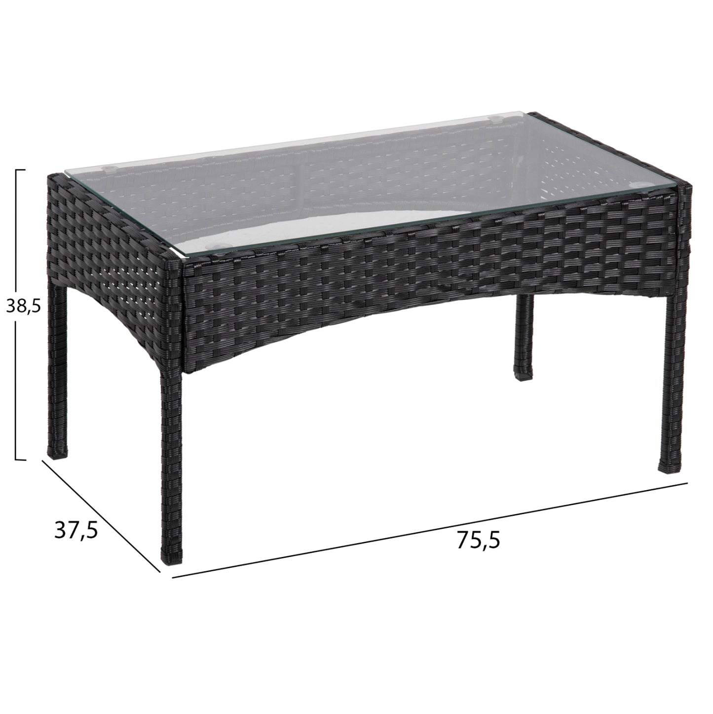 Outdoor Lounge Set 4pcs Stasia Hm6089.04 Synthetic Rattan In Black-cushions In Beige