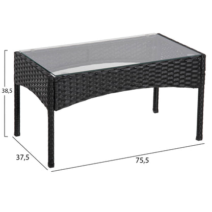 Outdoor Lounge Set 4pcs Stasia Hm6089.04 Synthetic Rattan In Black-cushions In Beige