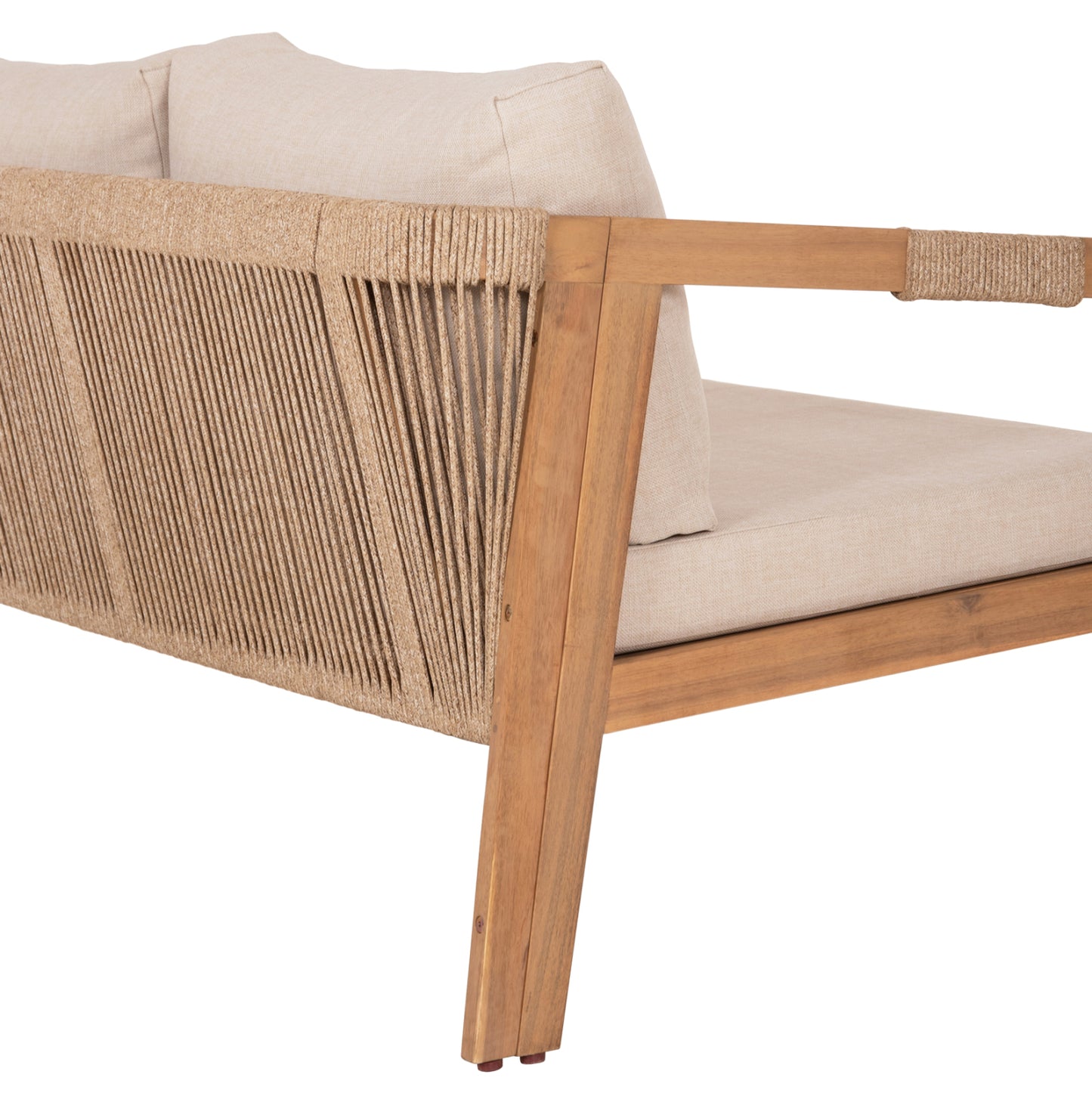Outdoor Lounge Set 4pcs Savanna Hm6442 Acacia Wood--rope--polyester Fabric In Beige