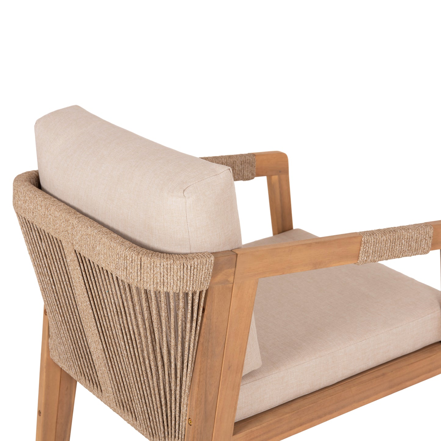 Outdoor Lounge Set 4pcs Savanna Hm6442 Acacia Wood--rope--polyester Fabric In Beige