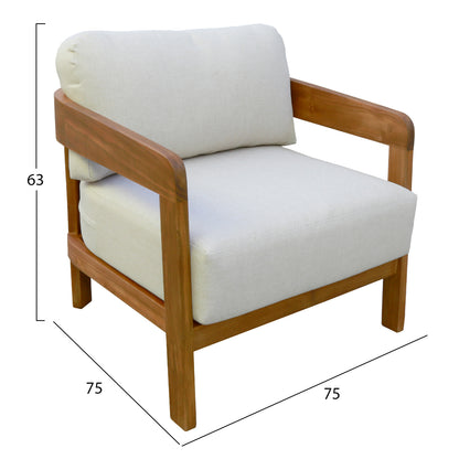 Outdoor Lounge Set 4pcs Solara Hm6514 Acacia Wood--polyester Cushions Covers In Ecru