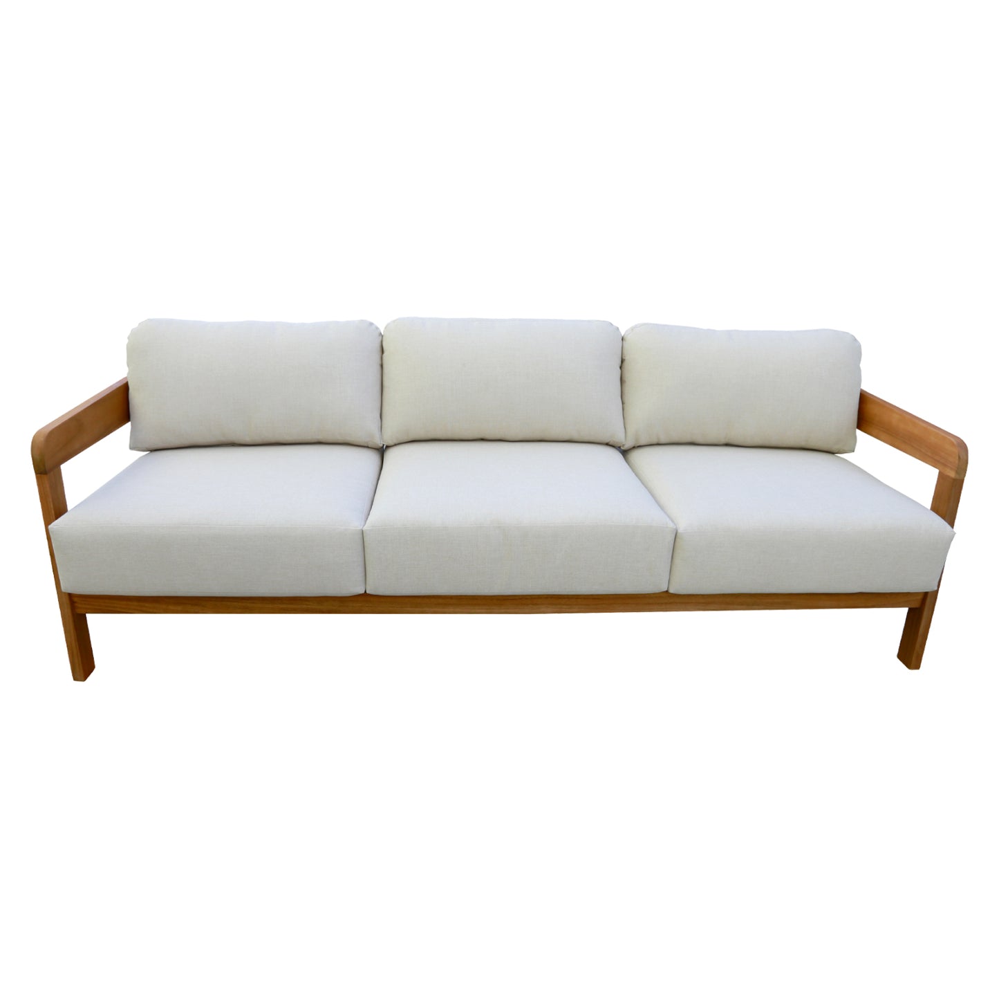 Outdoor Lounge Set 4pcs Solara Hm6514 Acacia Wood--polyester Cushions Covers In Ecru