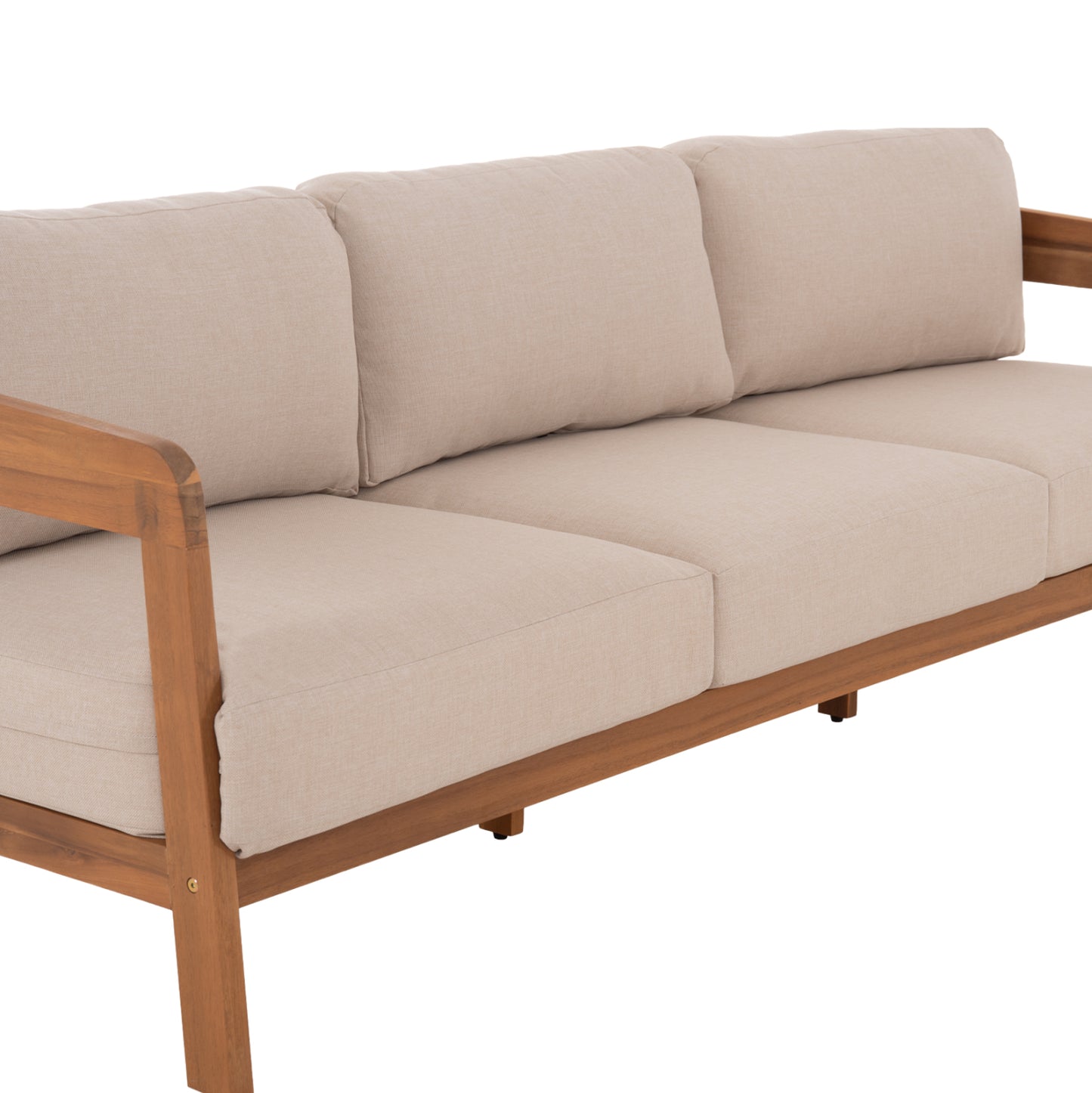 Outdoor Lounge Set 4pcs Solara Hm6514 Acacia Wood--polyester Cushions Covers In Ecru