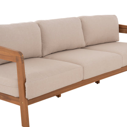 Outdoor Lounge Set 4pcs Solara Hm6514 Acacia Wood--polyester Cushions Covers In Ecru