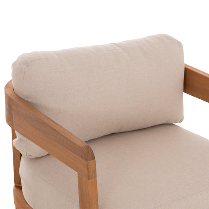 Outdoor Lounge Set 4pcs Solara Hm6514 Acacia Wood--polyester Cushions Covers In Ecru