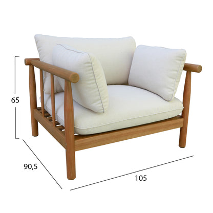Outdoor Lounge Set 4pcs Elmora Hm6517 Acacia Wood--polyester Cushions Covers In Ecru