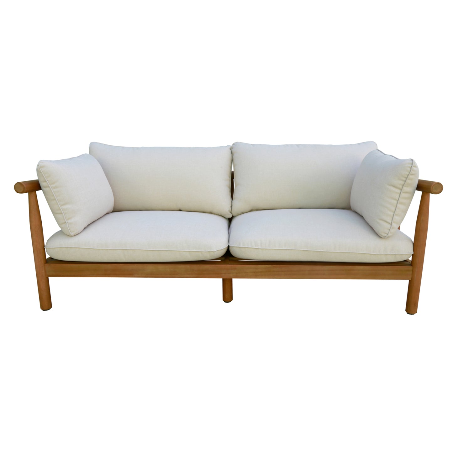 Outdoor Lounge Set 4pcs Elmora Hm6517 Acacia Wood--polyester Cushions Covers In Ecru