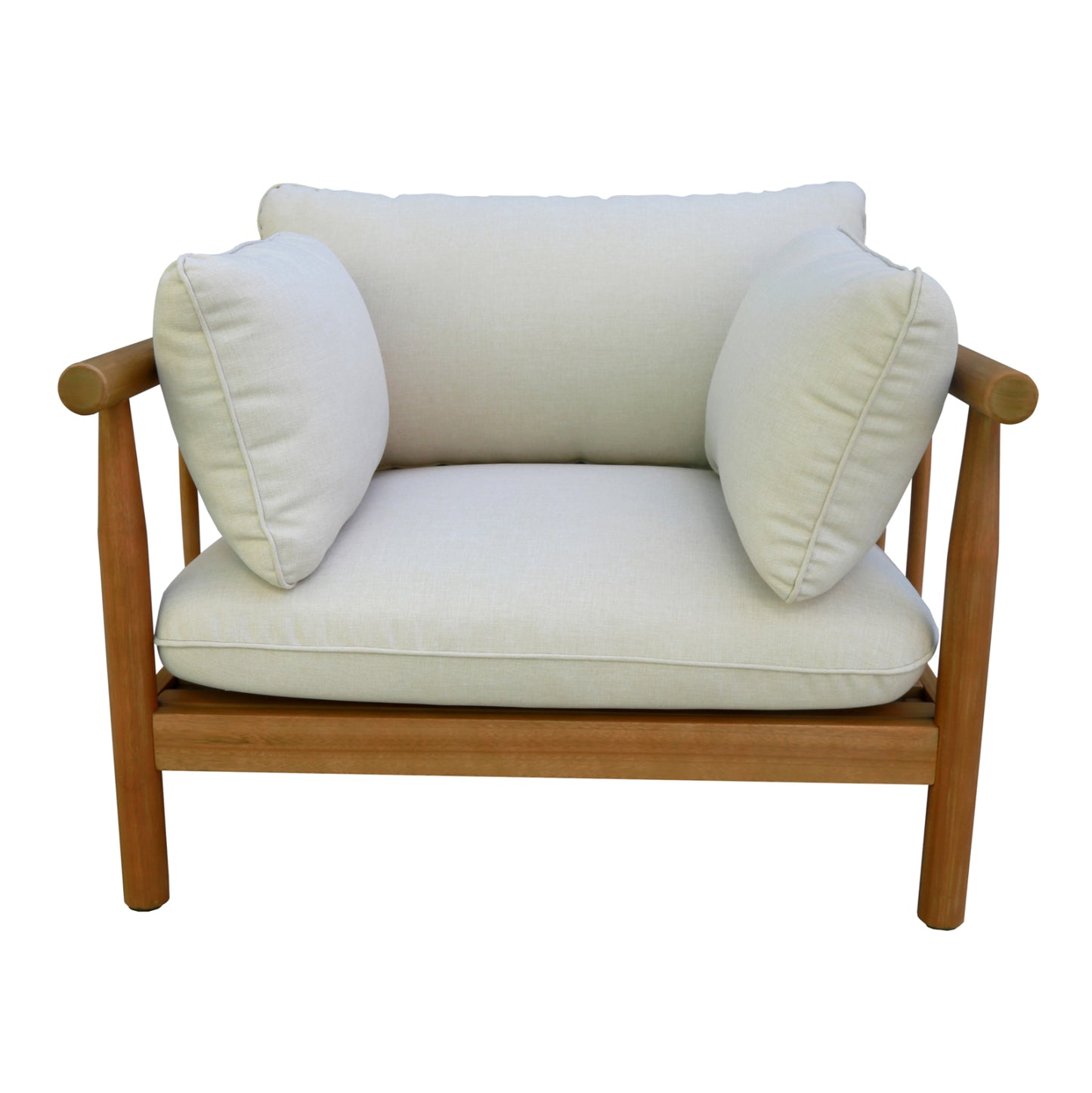Outdoor Lounge Set 4pcs Elmora Hm6517 Acacia Wood--polyester Cushions Covers In Ecru
