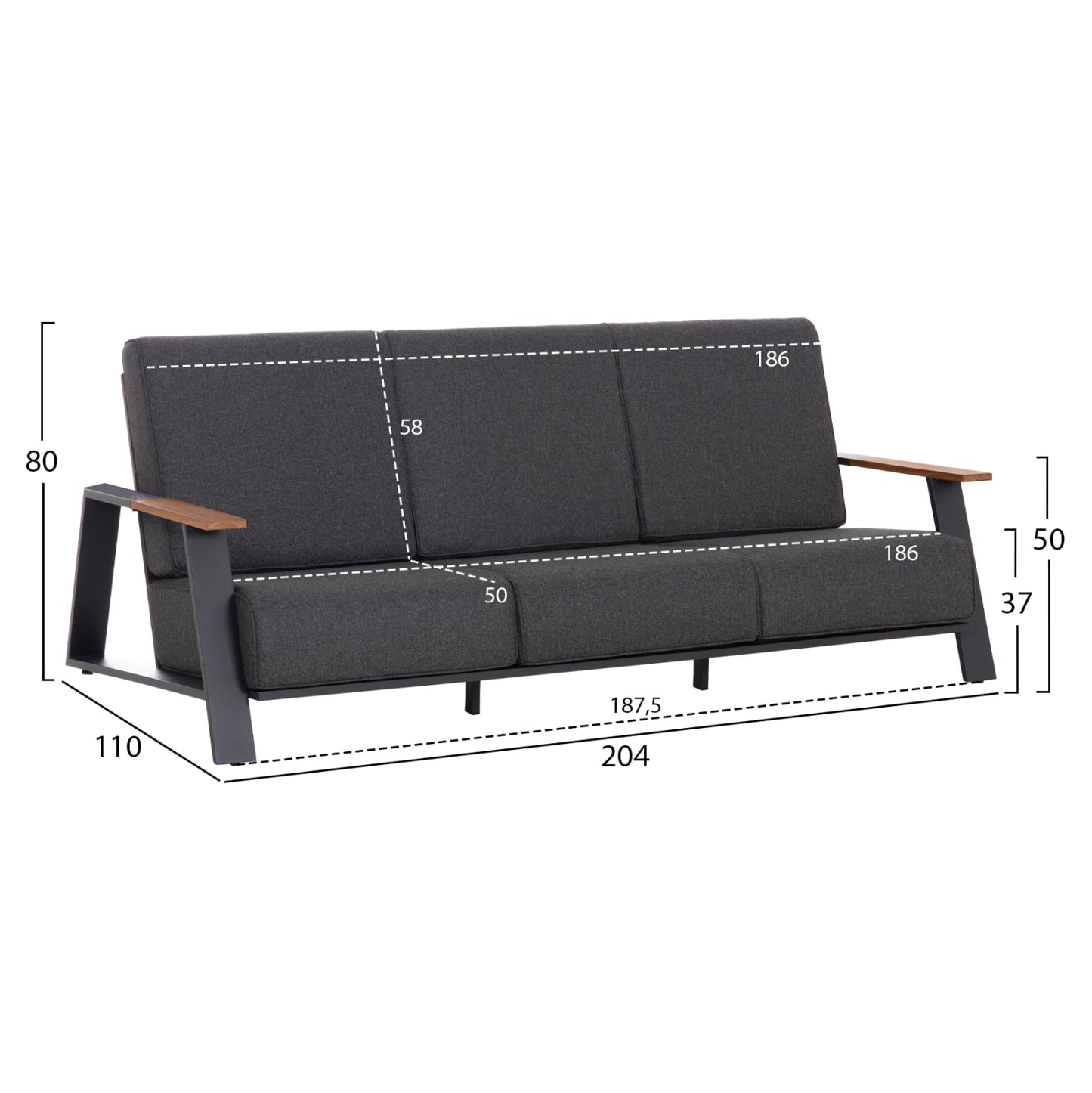 Outdoor Lounge Set 4pcs Laith Hm6551.01 Aluminum Frames & Cushions In Grey