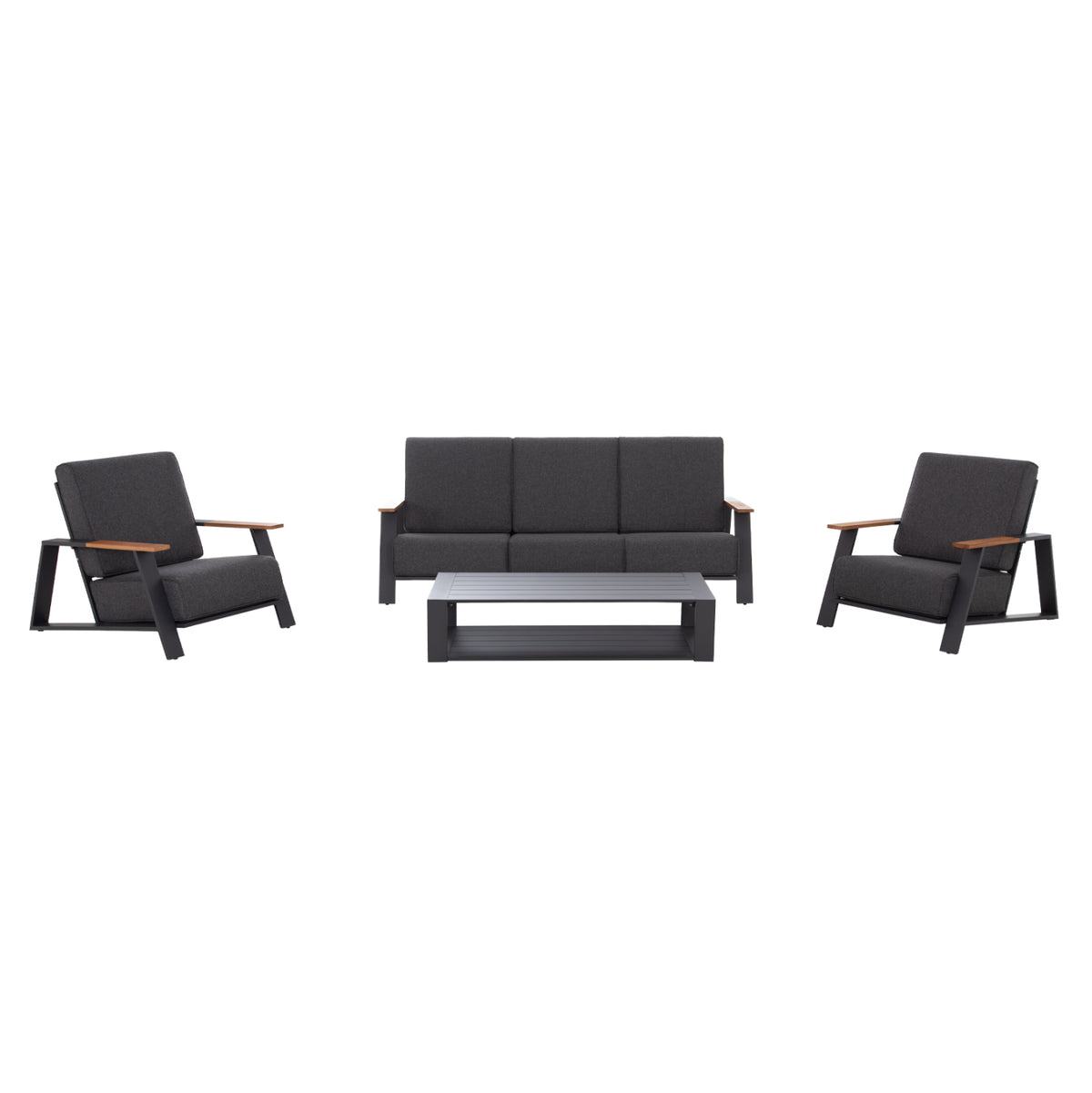 Outdoor Lounge Set 4pcs Laith Hm6551.01 Aluminum Frames & Cushions In Grey