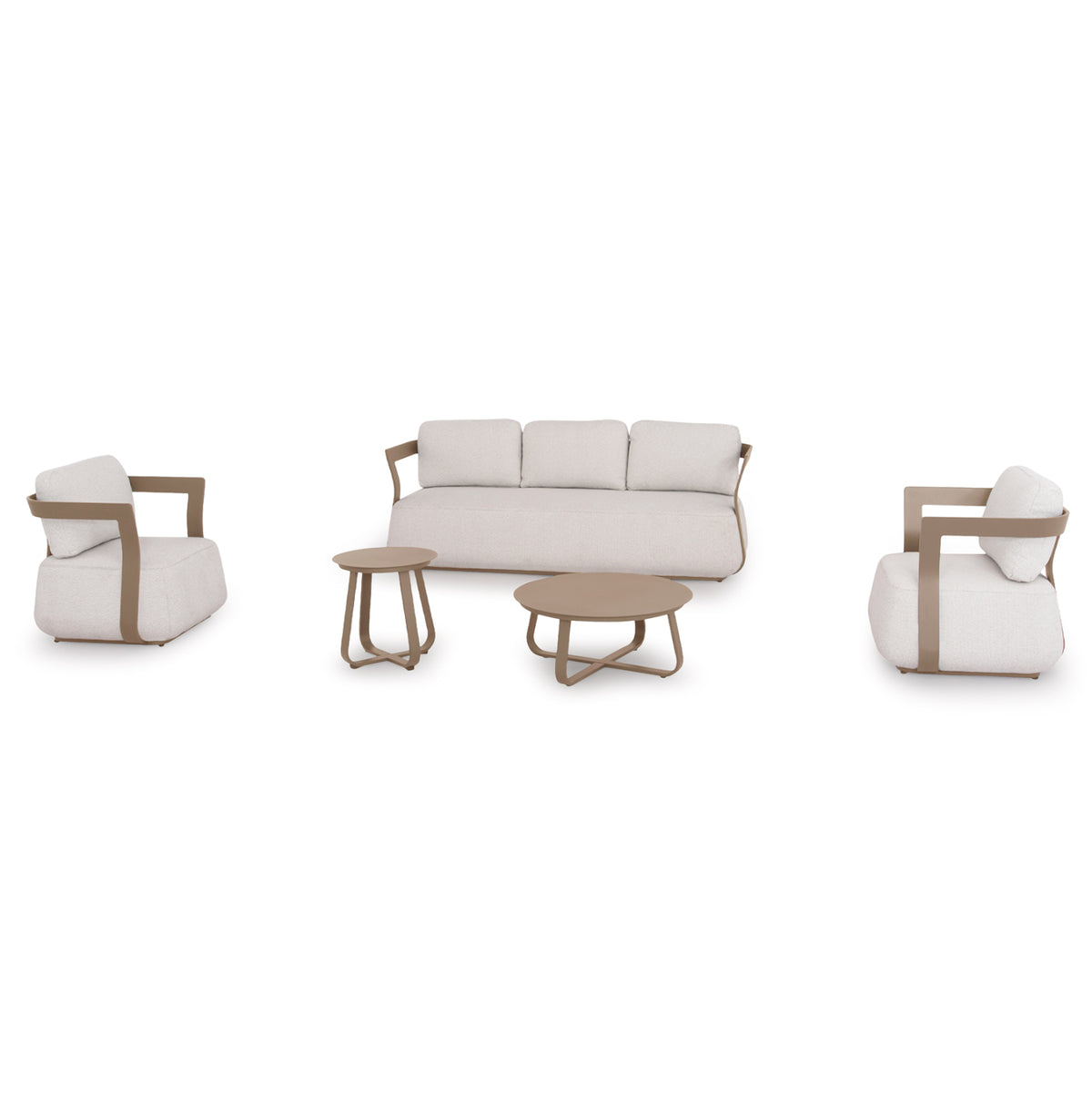 Lounge Set 5pcs Pacific Hm6253.04 Aluminum In Champagne Color - Cream White Fabric