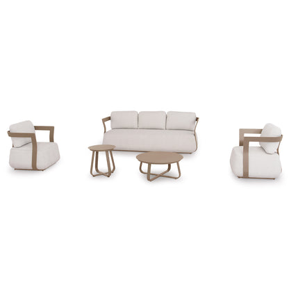 Lounge Set 5pcs Pacific Hm6253.04 Aluminum In Champagne Color - Cream White Fabric