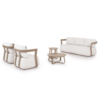 Lounge Set 5pcs Pacific Hm6253.04 Aluminum In Champagne Color - Cream White Fabric