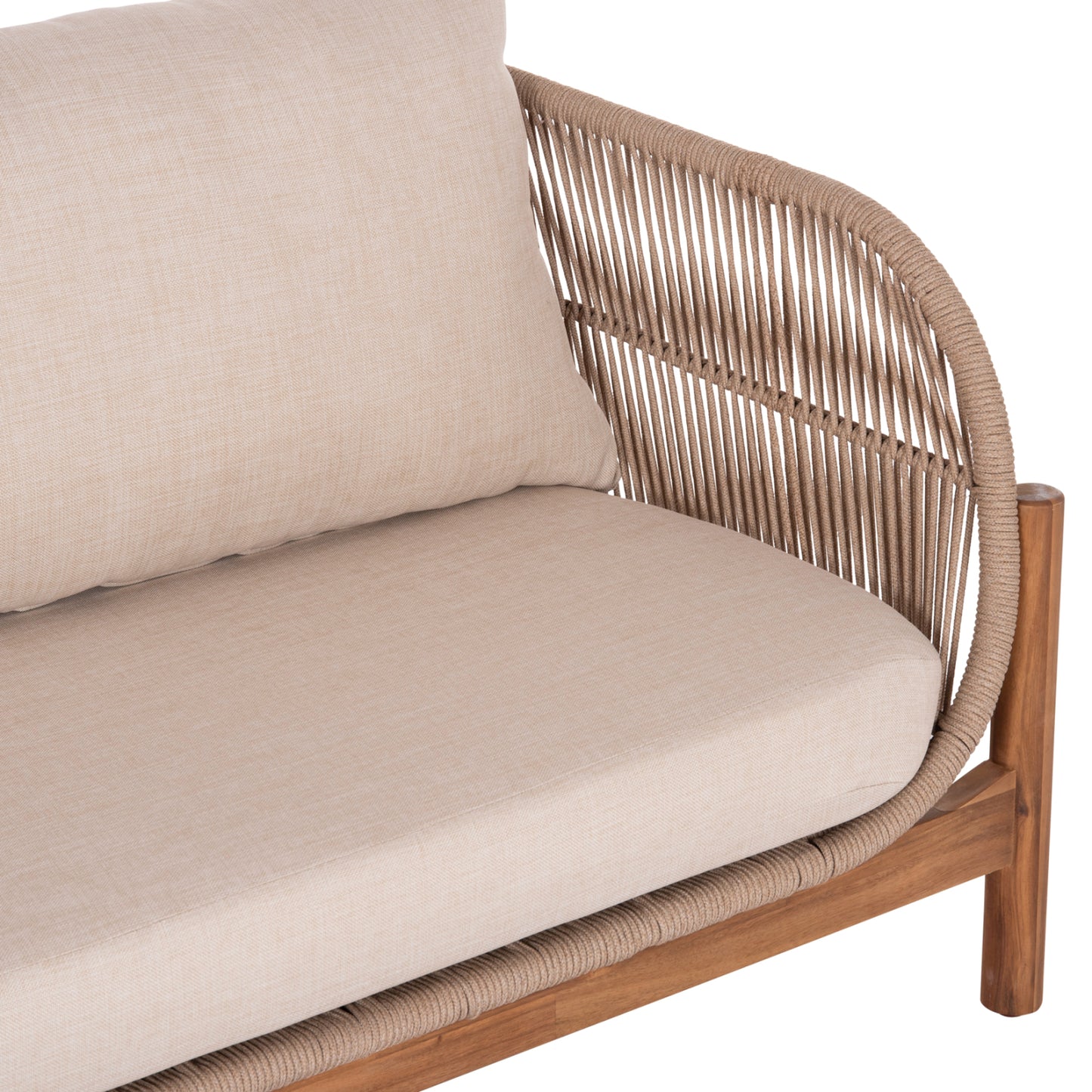 Outdoor Lounge Set 4pcs Sanji Hm21213 Acacia Wood-aluminum Frame-rope