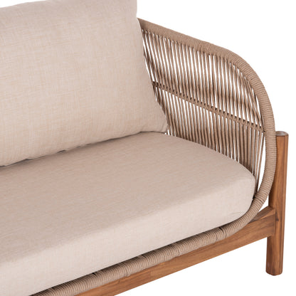Outdoor Lounge Set 4pcs Sanji Hm21213 Acacia Wood-aluminum Frame-rope