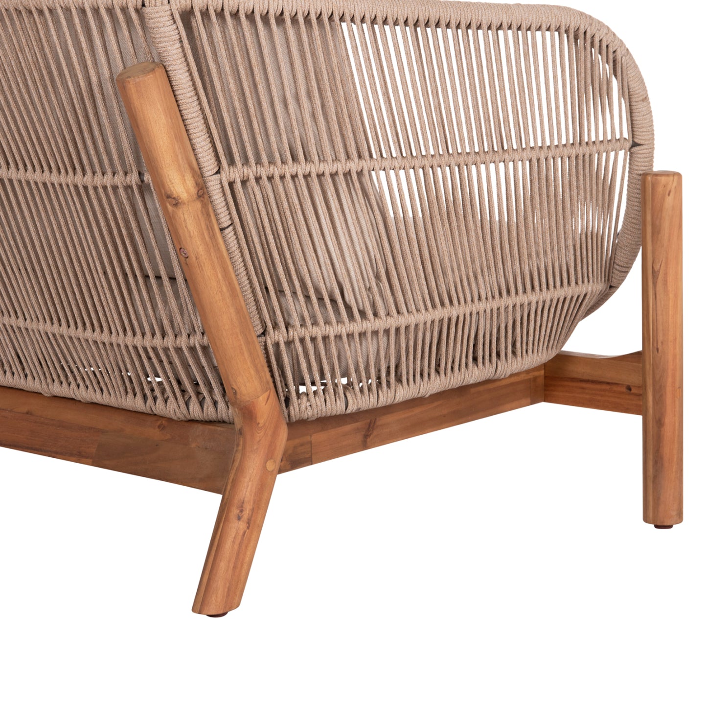Outdoor Lounge Set 4pcs Sanji Hm21213 Acacia Wood-aluminum Frame-rope