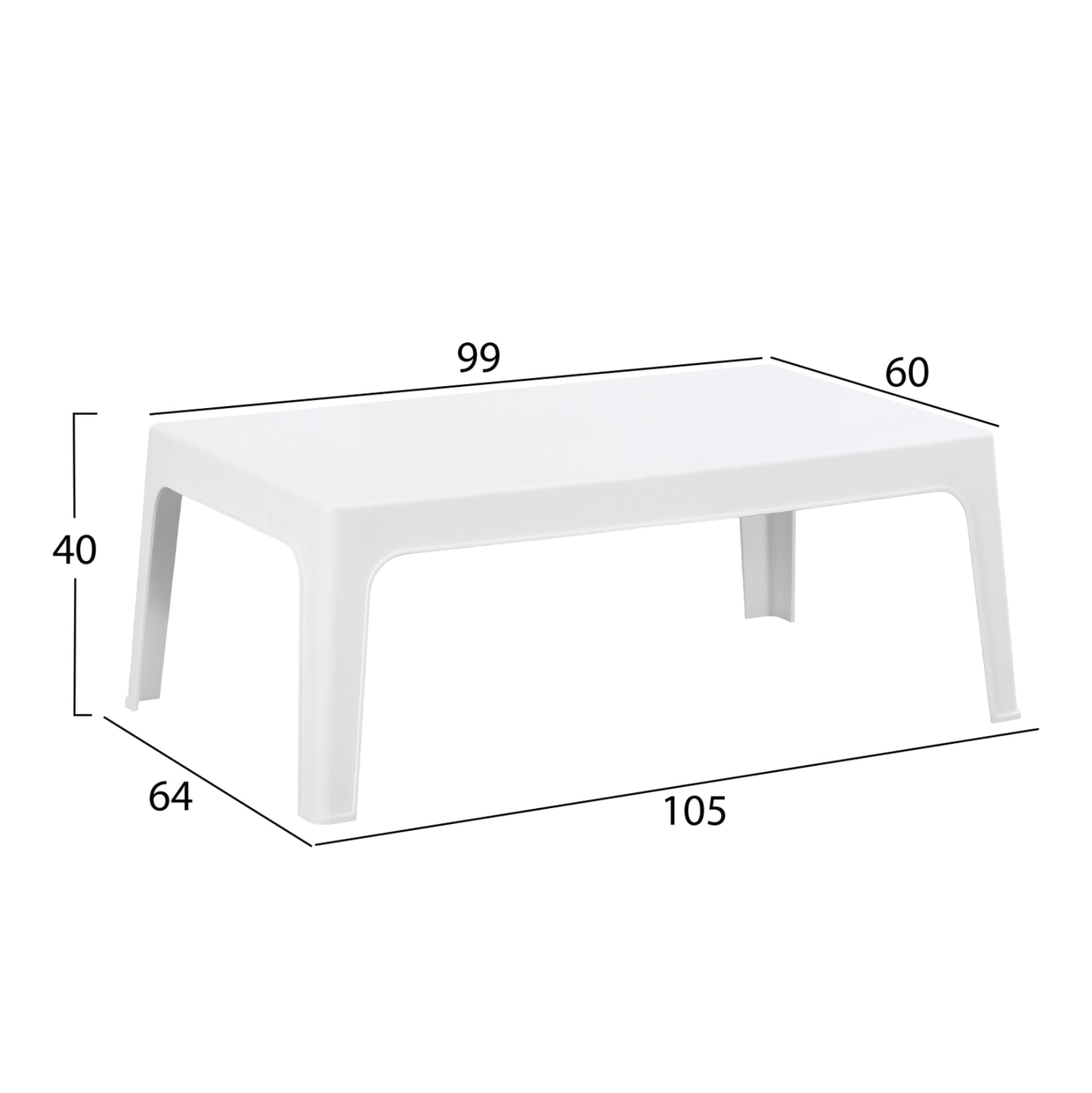 Lounge Set 4pcs Sleek Hm21268.01 White Polypropylene