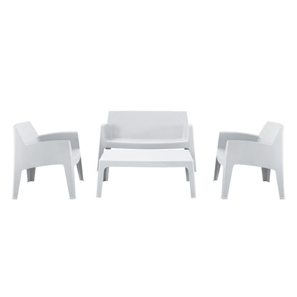 Lounge Set 4pcs Sleek Hm21268.01 White Polypropylene